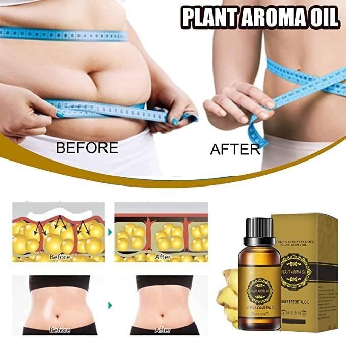 Belly Drainage Ginger Oil, Lymphatic Drainage Ginger Oil, Slimming Tummy Ginger Oil, Ginger Essential Oil for Swelling and Pain Relief, Care for Skin (10ML)